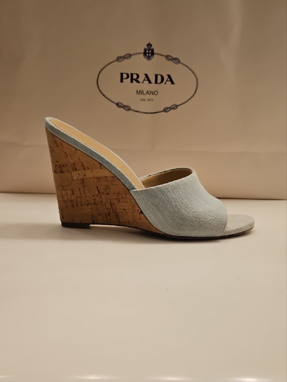Veronica Beard Light Denim Open-Toe Slide Mules